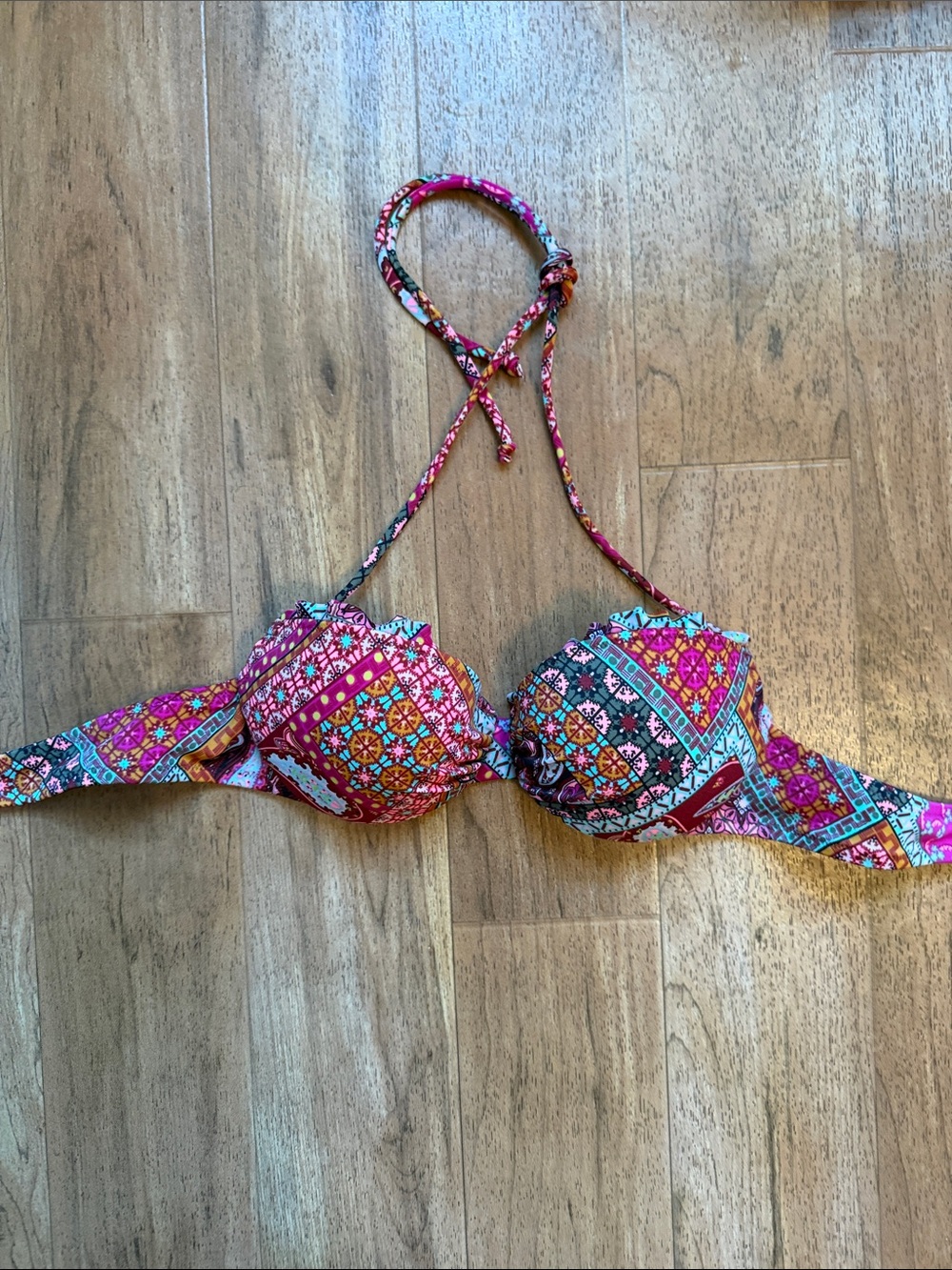 Victoria's Secret Pink Multi-Color Printed Halter Bikini Top